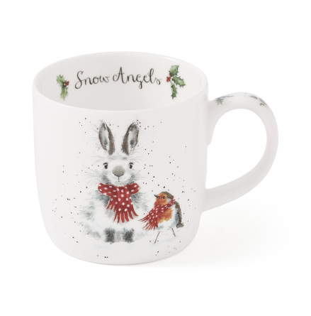 Wrendale Design Mugg Snow Angel (Rabbit & Robin) 0.31L