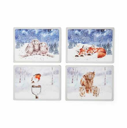 Wrendale Design Bordsunderlgg Winter Skies 4-pack  40.1 x 29.8cm