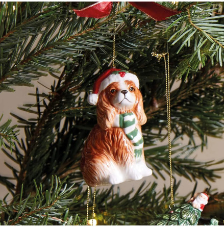 Christmas Tree King Charles Spaniel Ornament