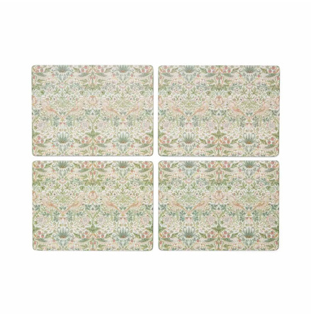 Morris & Co Strawberry Thief Green Bordsunderlgg 29,8 x 40,1cm 4-pack